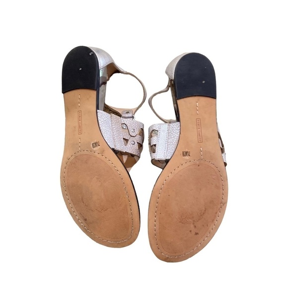 Vince Camuto  gladiator leather sandal metalllic champagne silver flat wedge 7.5 - Picture 8 of 10